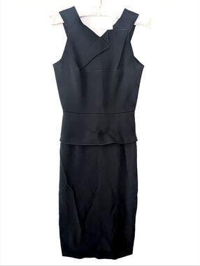 Roland Mouret Black Origami Peplum Sheath Dress